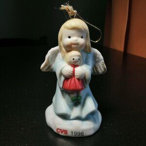 Vtg 1996 CVS Traditions Angel Holding Doll Ornament Ceramic Drug Store Pharmacy